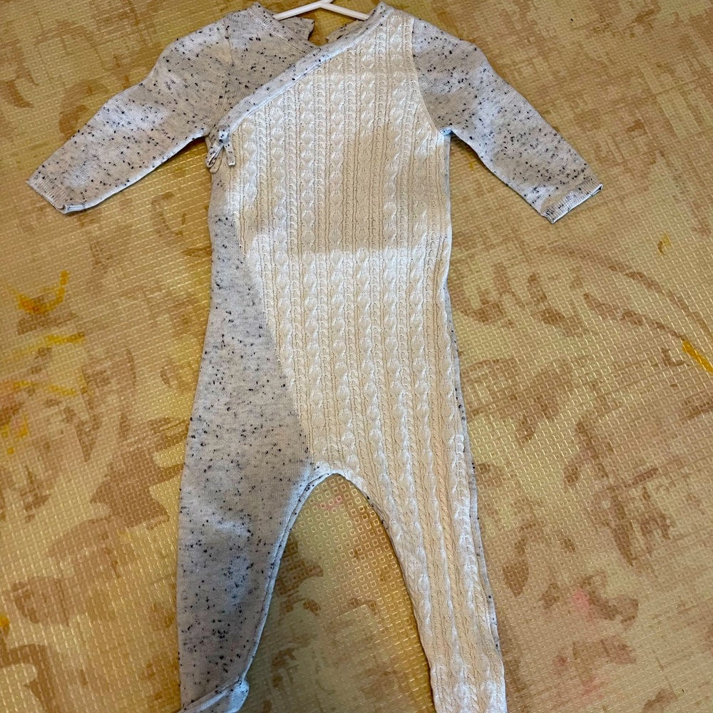 Maniere cream 9 month footie with back buttons